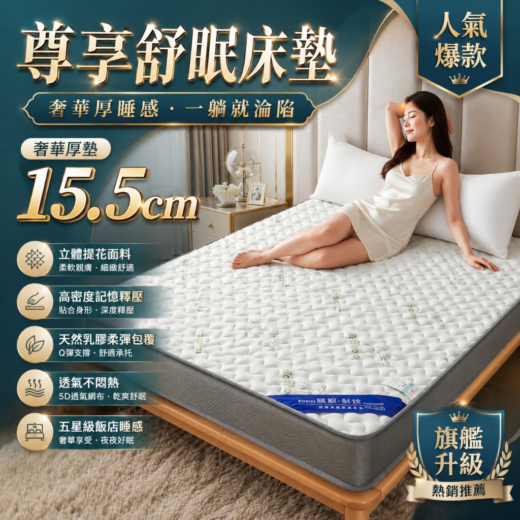 三折透氣記憶床墊（台灣保固款）