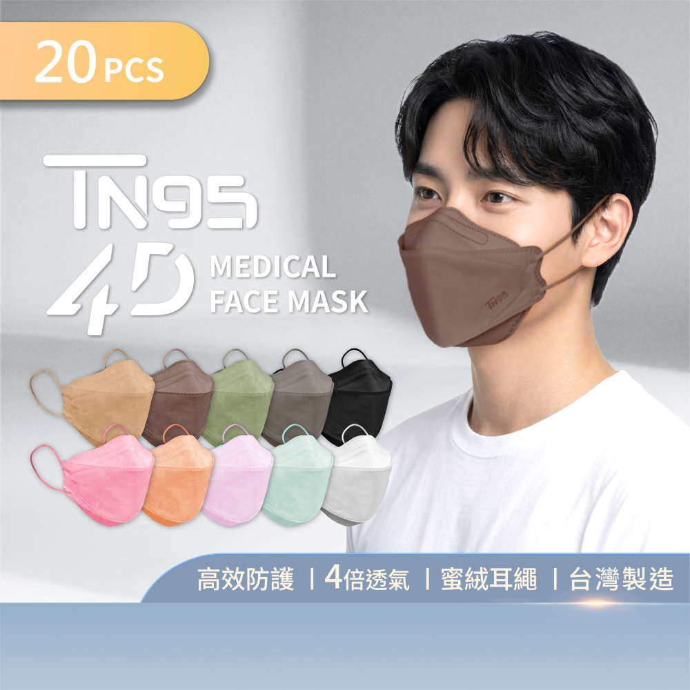 DRX達特世】TN95醫用4D口罩-繽紛系列-成人20入D2等同N95 韓版KF94 魚型