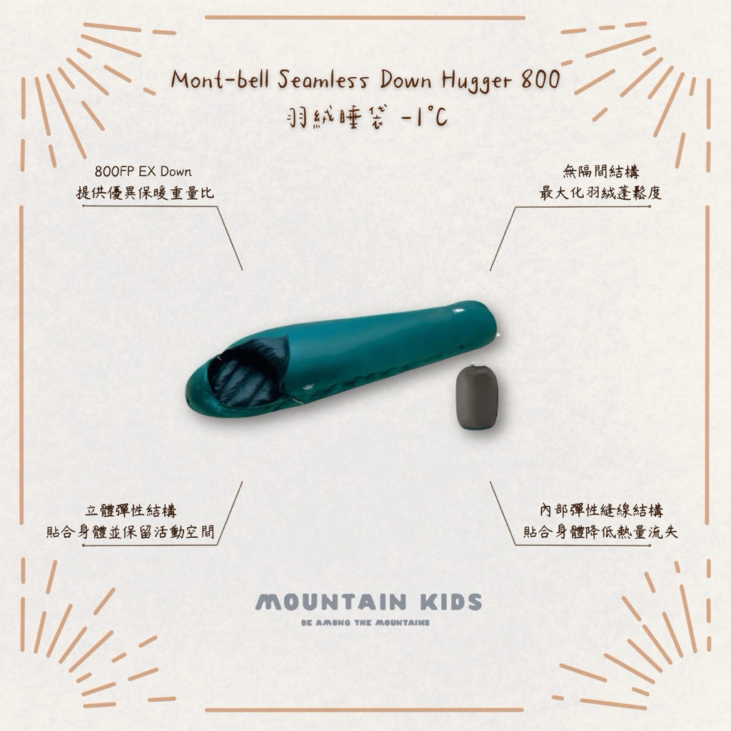 山小孩）現貨，🇯🇵日本Mont-bell Seamless Down Hugger 800 #3 羽絨