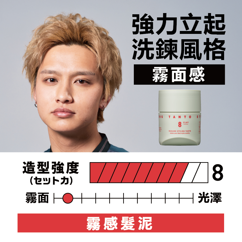 【中野製藥】TANTO 8號極塑霧感髮泥（男用/極短或髮量多適用）輕盈延展力+高密著服貼度,新手必備,日本市佔第一 | 蝦皮購物