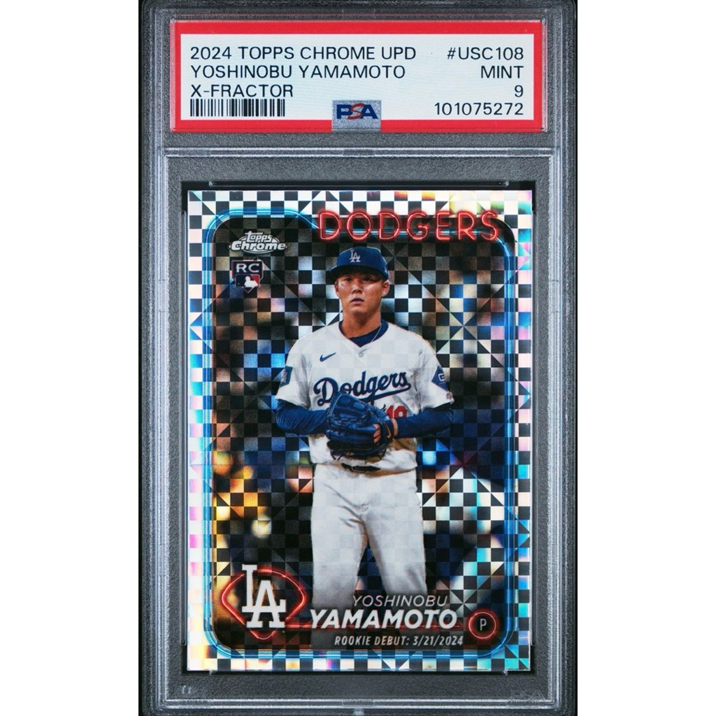 山本由伸PSA 9 RC金屬折射卡2024 Topps Chrome Update X-Fractor 