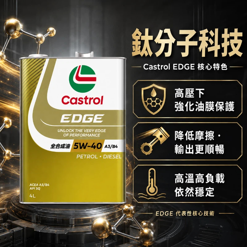 日本嘉實多】Castrol EDGE 5W40 A3/B4 API SQ 鈦分子高溫保護全合成汽