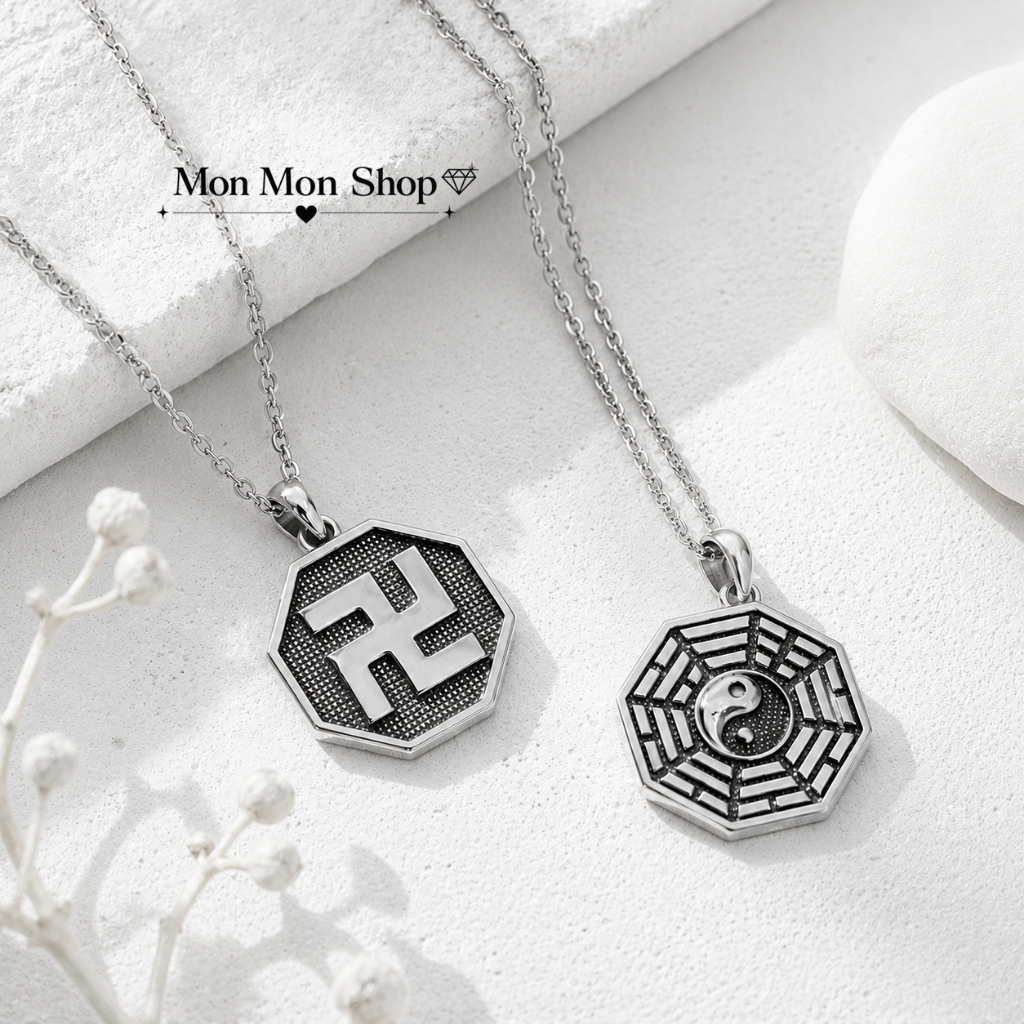 Mon Mon Shop☆太極八卦守護925純銀吊墬卍字雙面避邪保平安化煞解厄趨