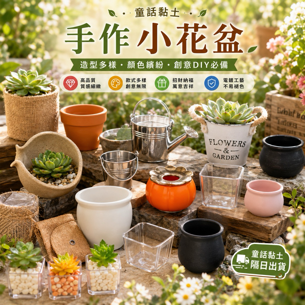 新竹倉庫現貨隔日配貨）花盆迷你小盆栽小花盆植物插牌插牌仿陶多肉