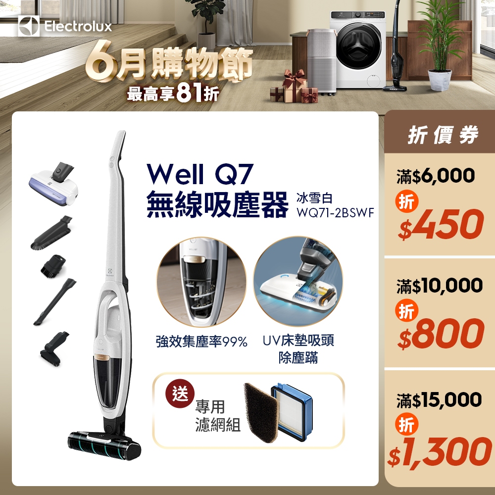 Electrolux 伊萊克斯Well Q7無線吸塵器WQ71-2BSWF(冰雪白) | 蝦皮購物
