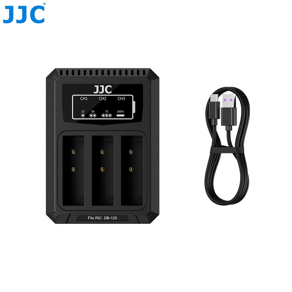 JJC 相機電池充電器理光RICOH GR4 GR4 HDF DB-120 三槽充電器Type C 一