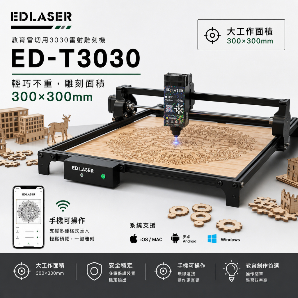 EDLASER 雷射雕刻機ED-Z3030 雷射雕刻/雷射切割台灣品牌高CP值原廠保固