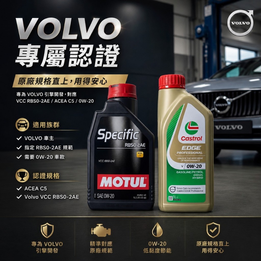 VOLVO專用🚀 V 0W20 嘉實多 EDGE VCC RBS0-2AE 車廠認證 魔特 MOTUL CASTROL | 蝦皮購物