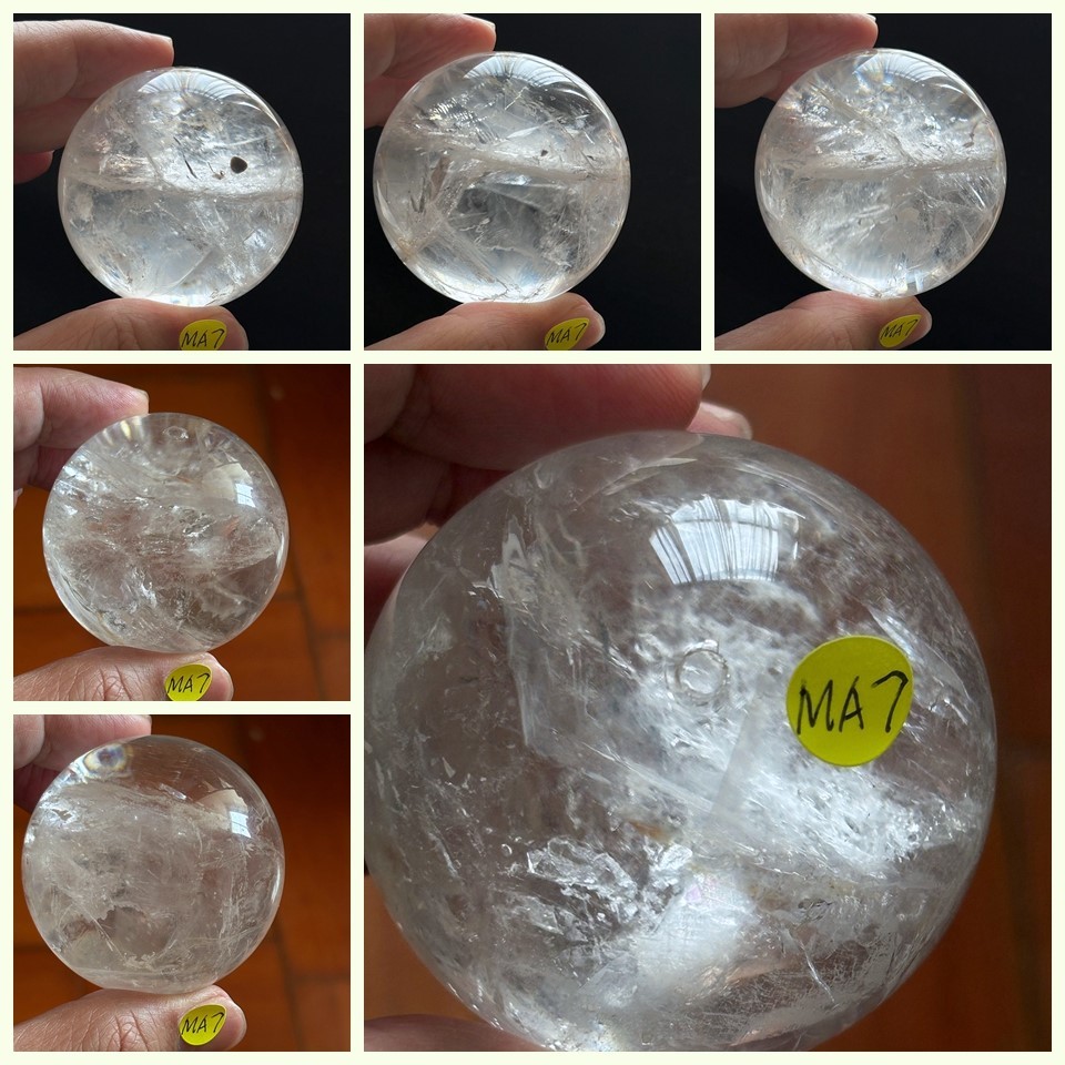白水晶球彩虹光｜天然白水晶球擺件開運招財淨化消磁化煞辦公桌風水收藏
