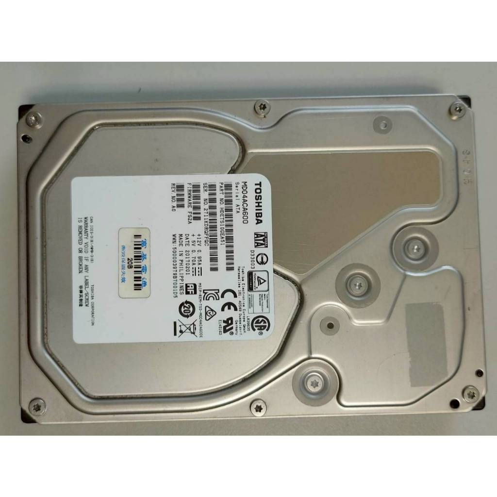 TOSHIBA 東芝6TB 7200rpm (MD04ACA600)二手，3.5吋硬碟/ HDD #tw538