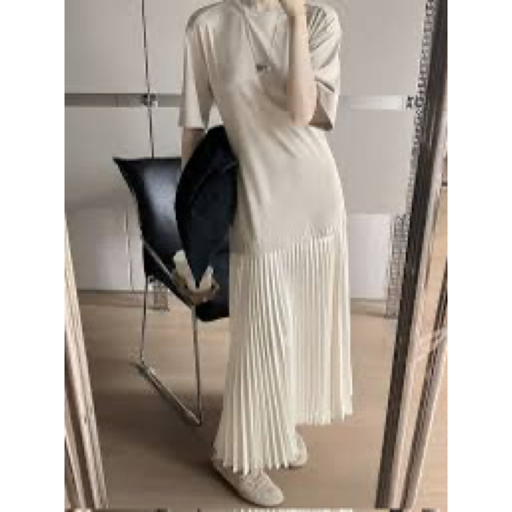 cos pleated-skirt t-shirt dress COS Pleated-skirt T-shirt Dress in White