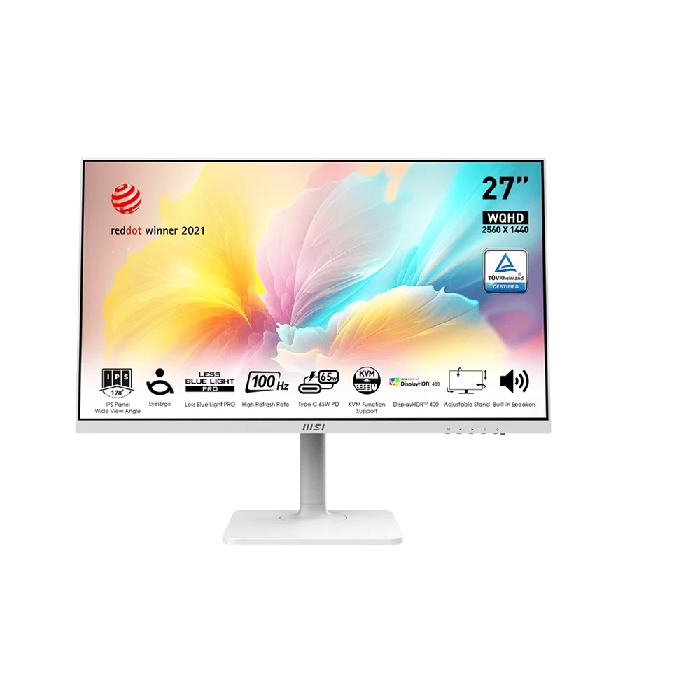 辦公桌面的美學天花板！MSI Modern MD272QXPW 27吋2K螢幕：Type-C一線連與極致護眼的白色美型首選