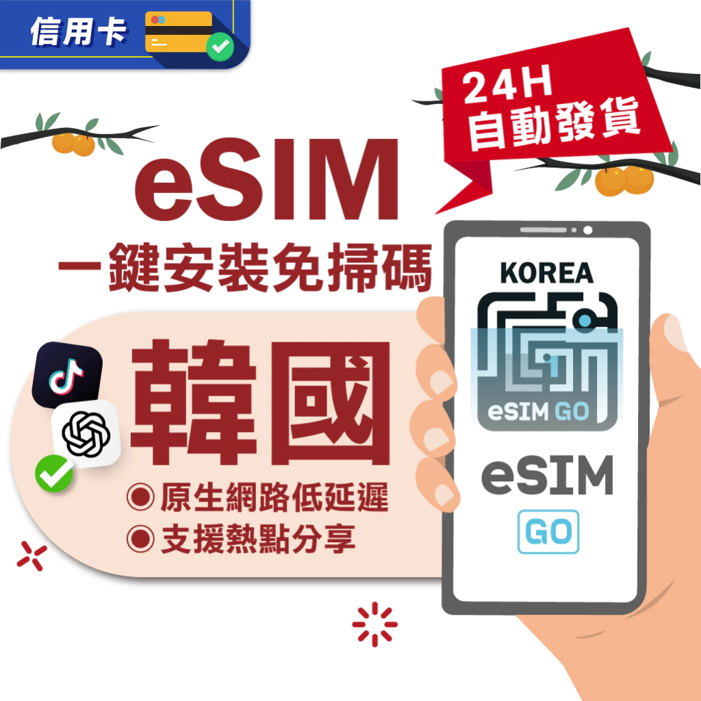 【eSIMGO】韓國eSIM｜24H自動發貨五分鐘取件  網卡 韓國esim卡 韓國上網 esim韓國 吃到飽