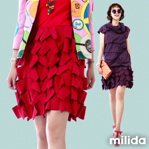 milida 層疊立體切割設計拼貼短裙 MJ08A003 | 蝦皮購物