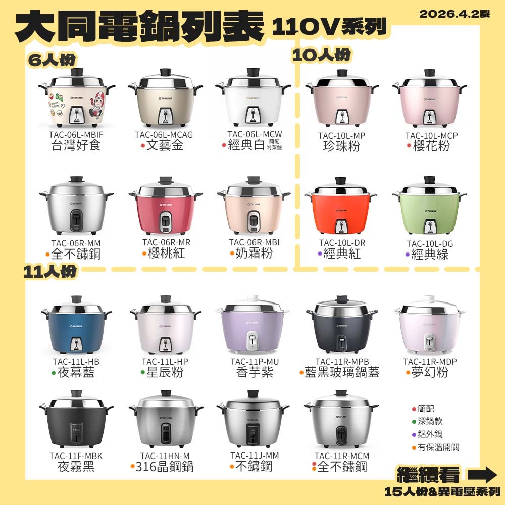 TATUNG 大同11人份全不鏽鋼電鍋(TAC-11J-MM)｜具保溫切換開關| 蝦皮購物