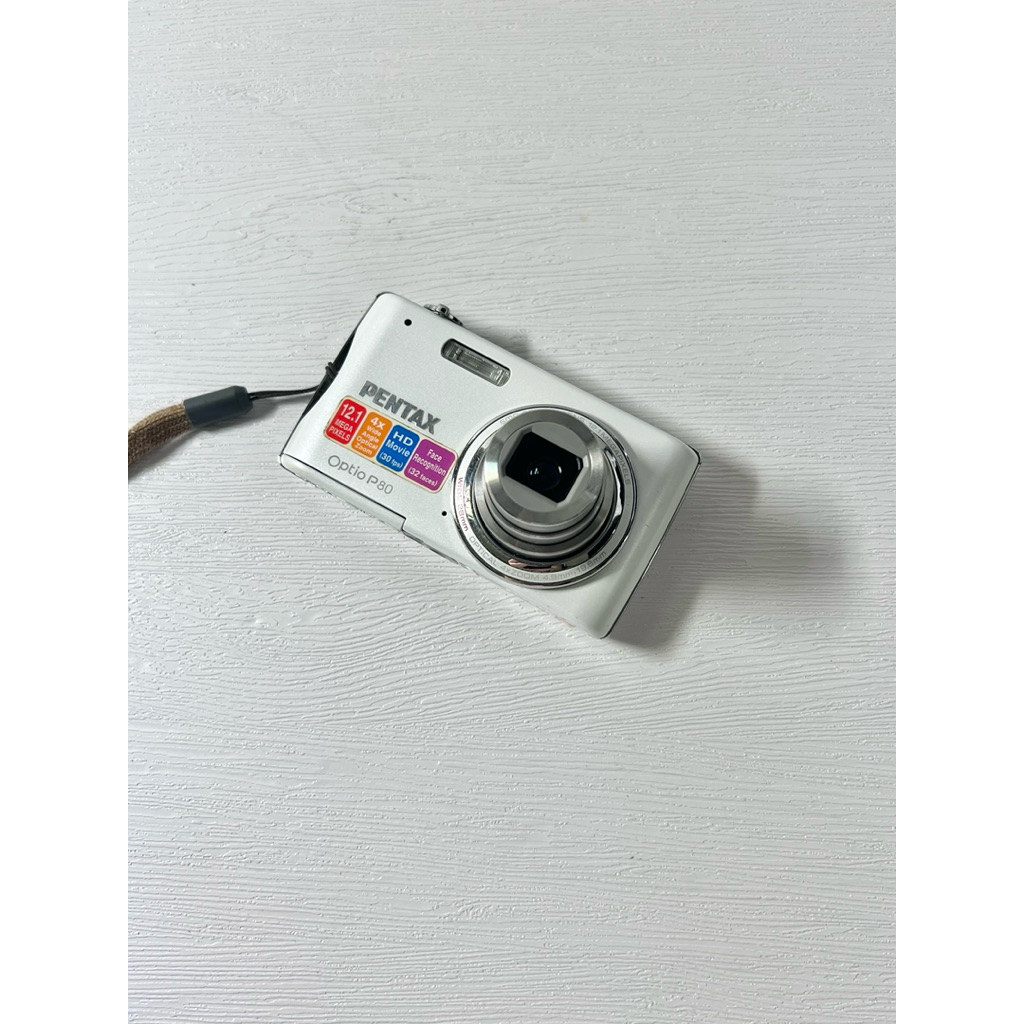 Pentax Optio P80復古CCD數位美顏卡片相機奶油白| 蝦皮購物