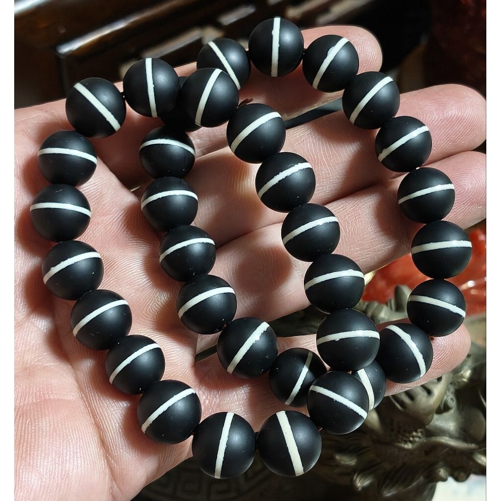 天然西藏九頁岩頂級全美黑瑪瑙一線藥師珠極細緻霧面磨砂高工工藝藥師天