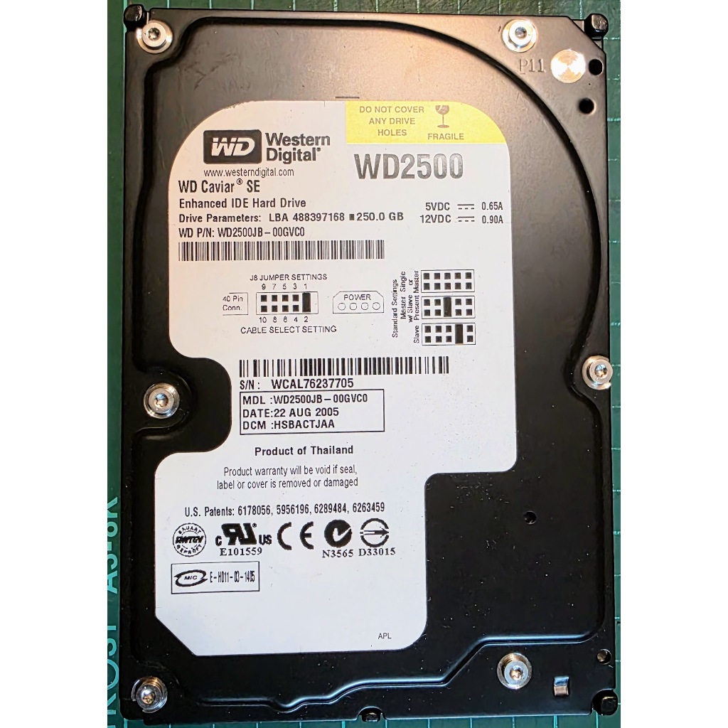 WD WD2500JB 3.5吋 250G 250GB 8M 7200轉 IDE PATA 硬碟 | 蝦皮購物