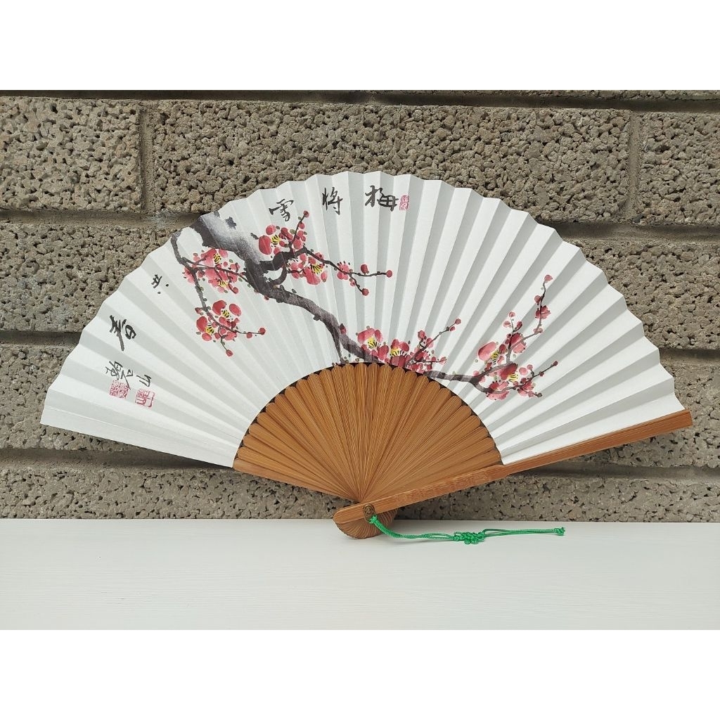 韓國 竹製 NDM 韓國 傳統折疊扇 韓國折疊扇 折疊竹扇 梅花 展開51cm 長28cm | 蝦皮購物