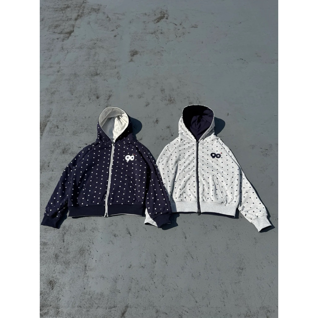 9090 90 Logo Reversible Dot Zip Hoodie | 蝦皮購物