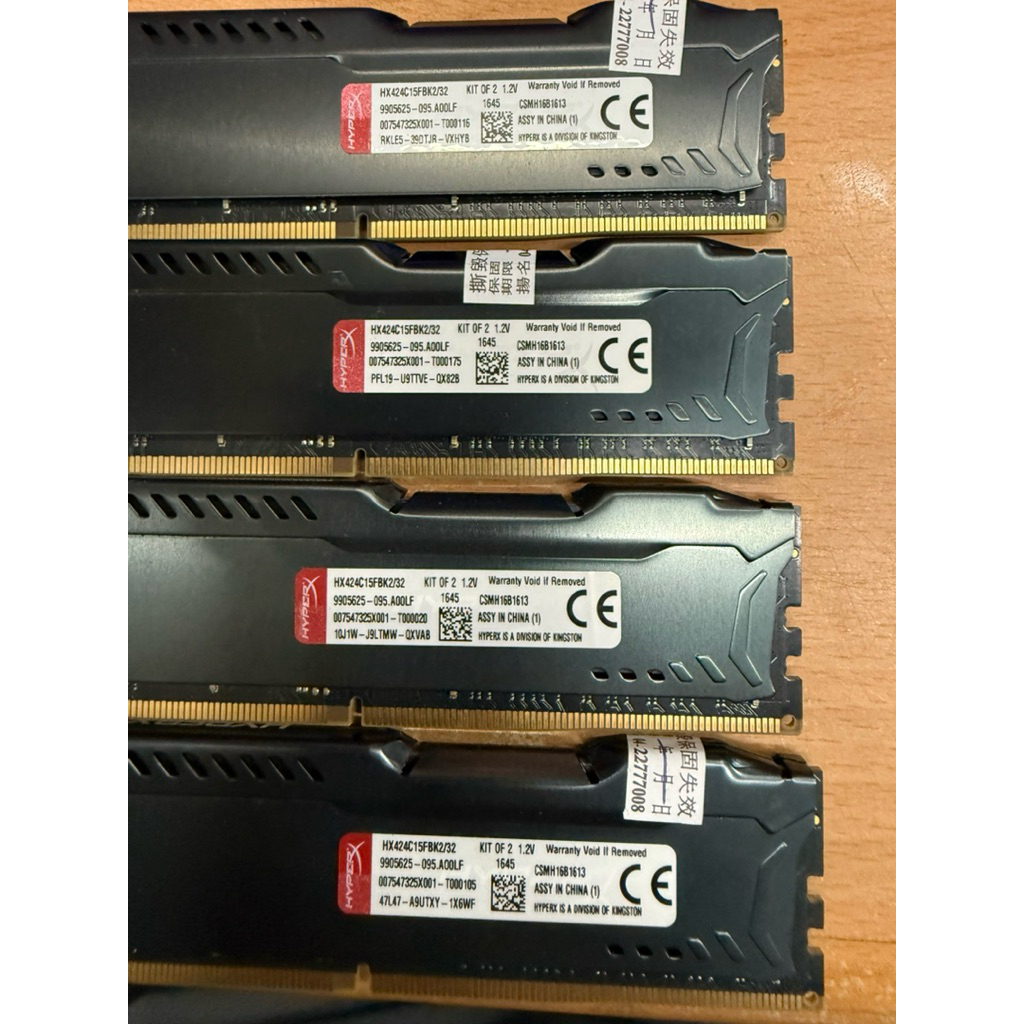 金士頓HyperX DDR4 16G 記憶體HX424C15FBK2/32 /二手良品記憶體RAM