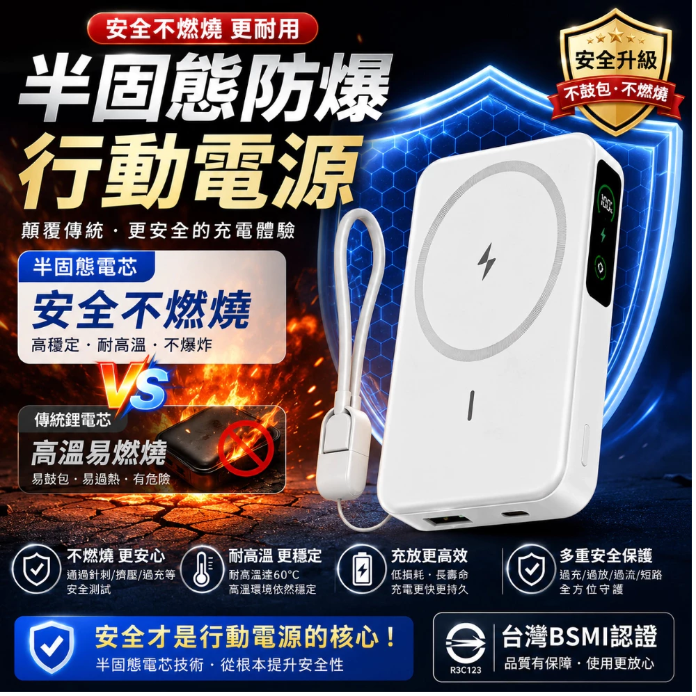 AnOne 半固態防爆磁吸行動電源 10000mAh