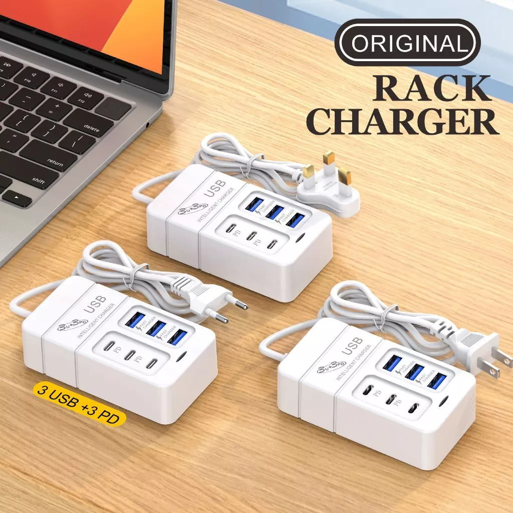 【隔日到貨】新款 6口 USB 充電排插 3PD 快充 + 3USB接口 35W 快速充電 3A 座充 兼容蘋果安卓 | 蝦皮購物