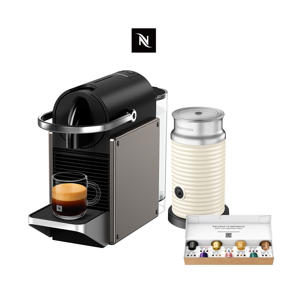 Nespresso】膠囊咖啡機Pixie (三色任選) Aeroccino3奶泡機組合(贈咖啡