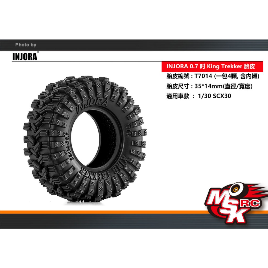 Pneus INJORA King Trekker 35x14mm – Compound S5 Super Doux, Pour 1/30 Axial SCX30
