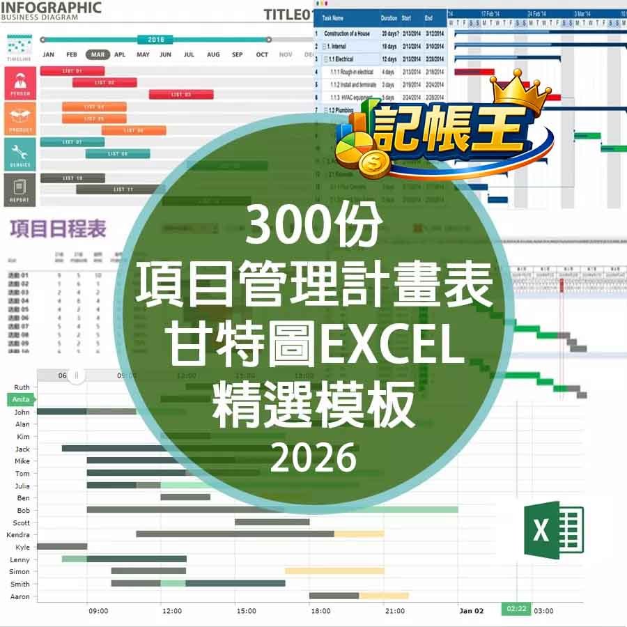 2026 甘特圖 EXCEL 模板 Gantt Chart 計畫表 時程管理表 專案管理表 專案時程表 | 蝦皮購物