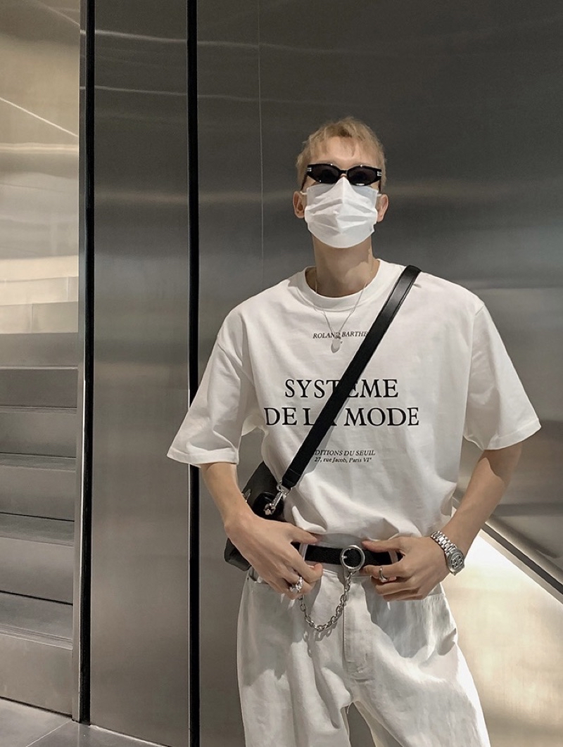 【PORY STORE】正韓選貨 Systeme Me Dela Mode 標語 寬鬆 質感 短袖 短Tee 厚磅 | 蝦皮購物