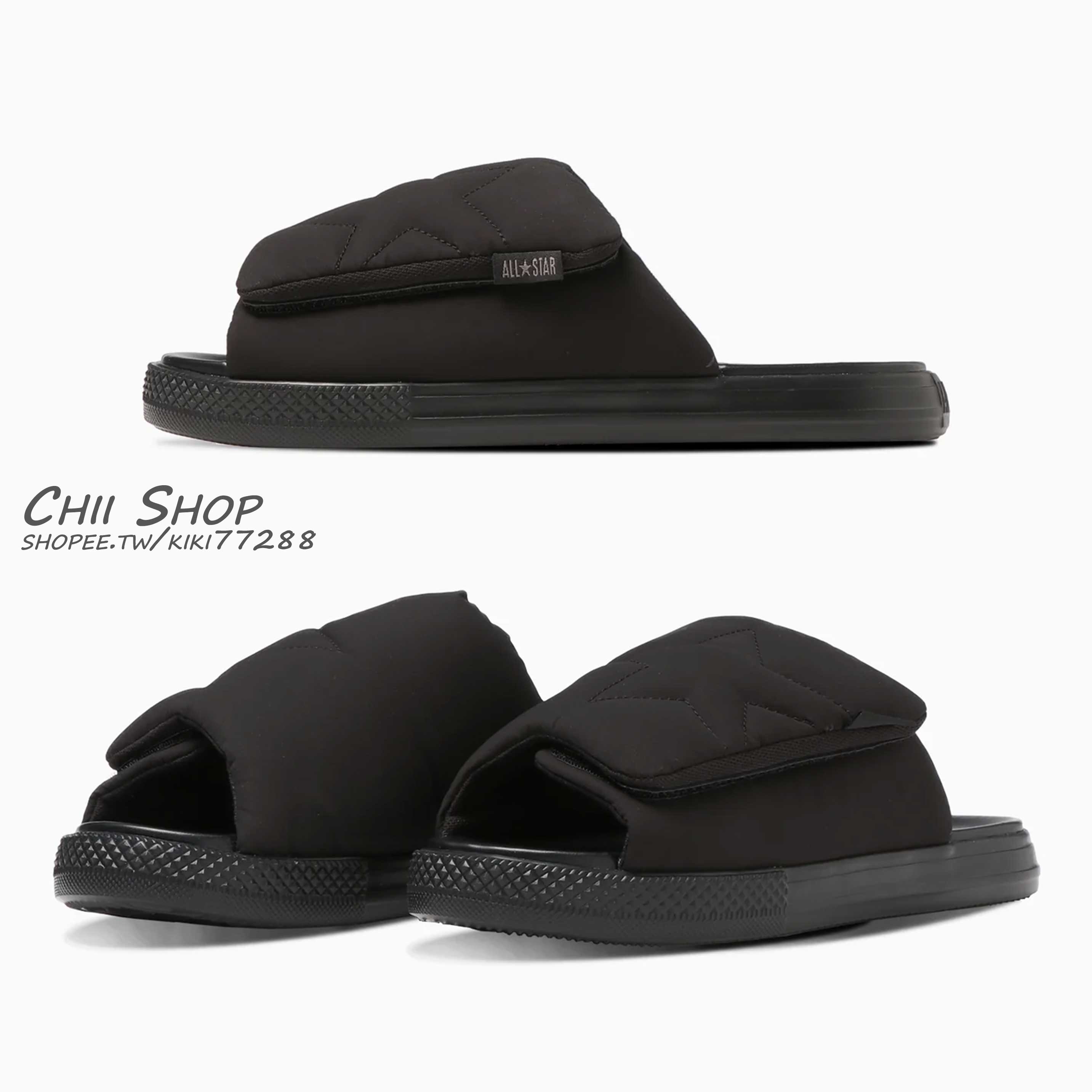 CHII】日本限定Converse ALL STAR PADDEDBELT SANDAL 星星拼布拖鞋黑色