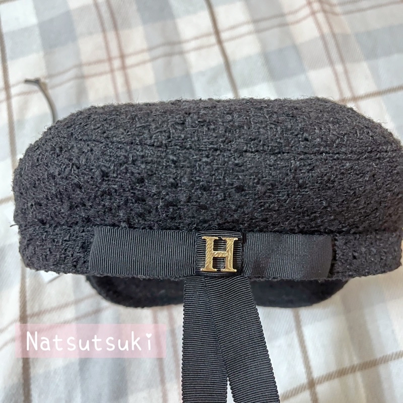 HerLipTo二手正品♡Back Ribbon Tweed Casquette 黑色貝雷帽| 蝦皮購物