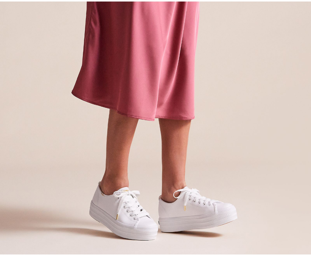 Keds 厚底 小白鞋 白色 全白 皮革 荔枝紋 基本款 防潑水 3公分 增高 經典款 帆布鞋 WH55748