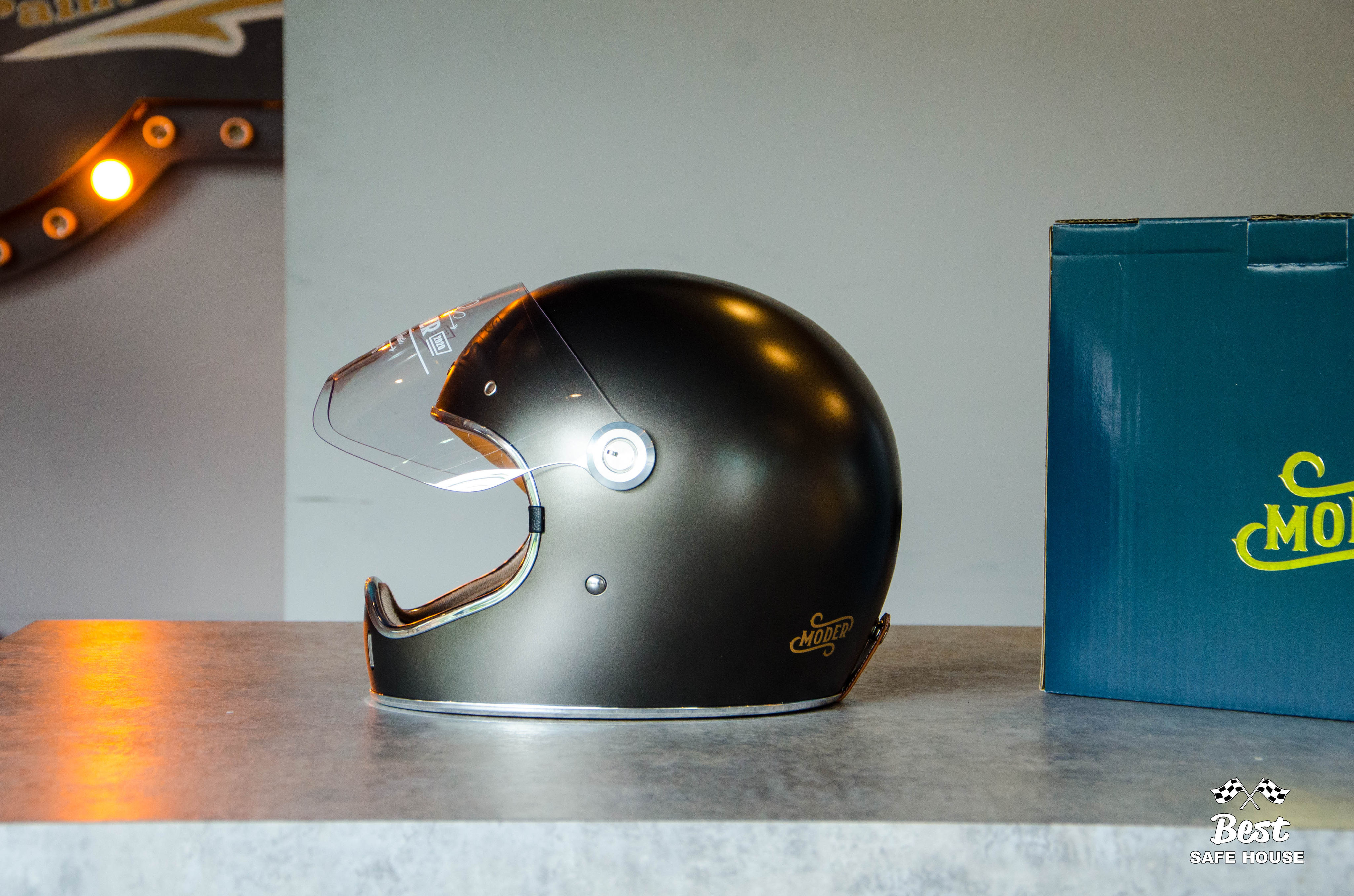 貝斯特安全屋Moder 摩德LOUISE 路易士全罩式安全帽復古安全帽復古帽樂高帽啞光玄武灰| 蝦皮購物