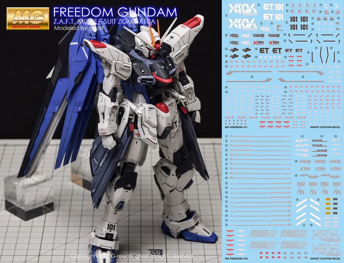 練功神物 炎 GHOST版 MG 1 100 自由2 0 ZGMF X10A Freedom 熒光 水貼 蝦皮購物