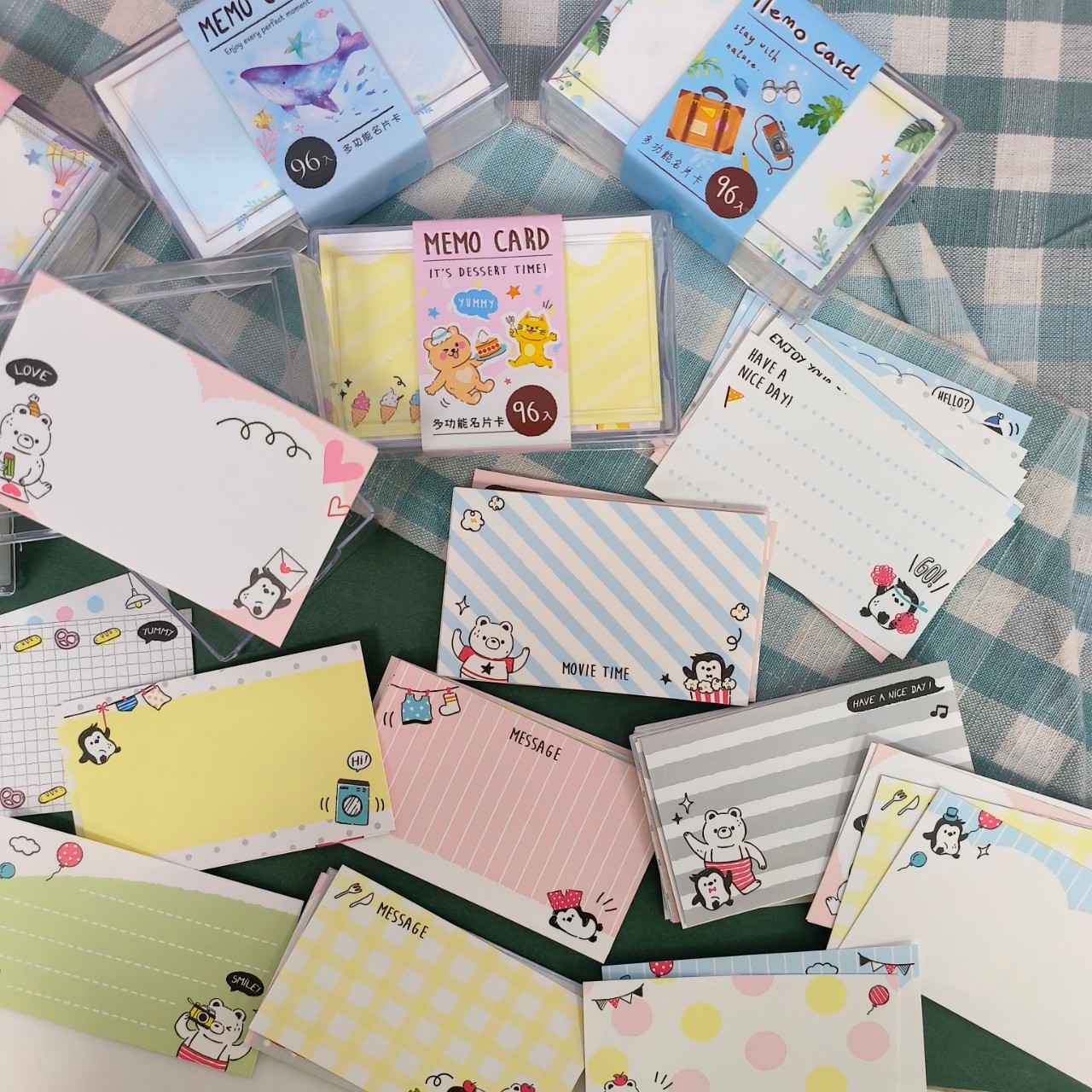 💗現貨💗名片卡 96入 盒裝 彩名卡 名片卡盒 手繪 設計 名片 水彩 麵包 笑臉 傳情小卡 便條 diy 便條紙 | 蝦皮購物