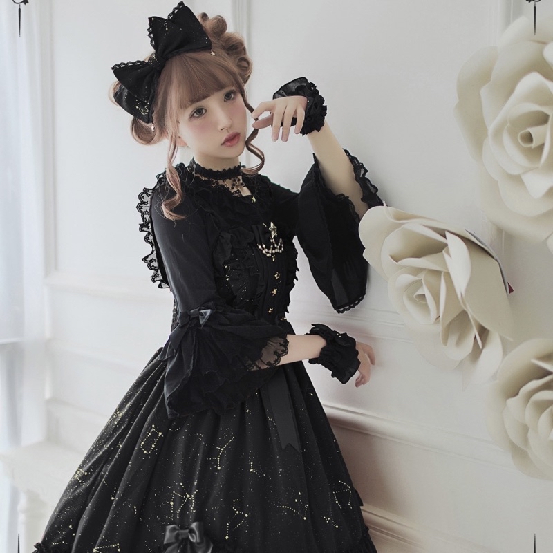 十一月咲夜 lolita 星之暗語 jsk op 姬袖襯衫 免運 正品 cla 星星 星空 蘿莉塔 洋裝 姬袖 內搭 | 蝦皮購物