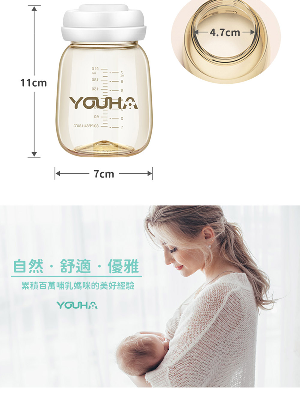 【優合 Youha】PPSU寬口儲乳瓶 210ml 母乳儲存瓶 寬口奶瓶 防摔耐刮 不含雙酚A 副食品罐 多功能育兒瓶 | 蝦皮購物