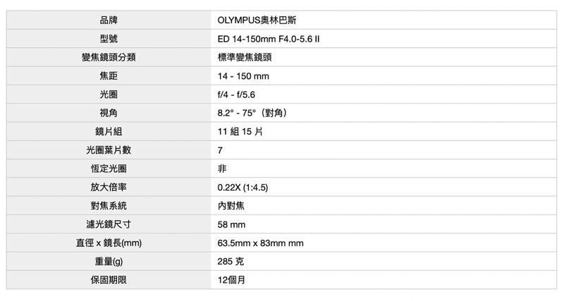 Olympus M.ZUIKO ED 14-150mm F4.0-5.6 II | 蝦皮購物