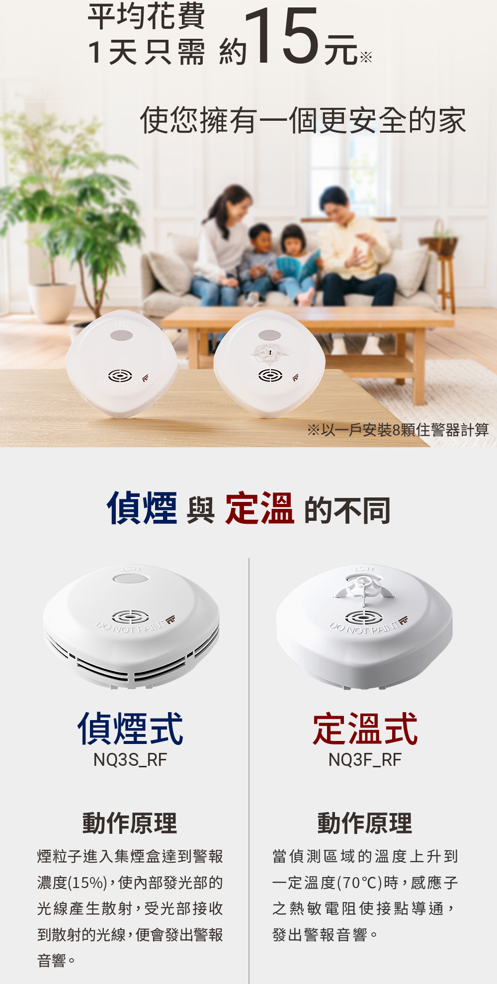 宏力】無線連動住宅用火災警報器偵煙式NQ3S_RF/定溫式NQ3F_RF