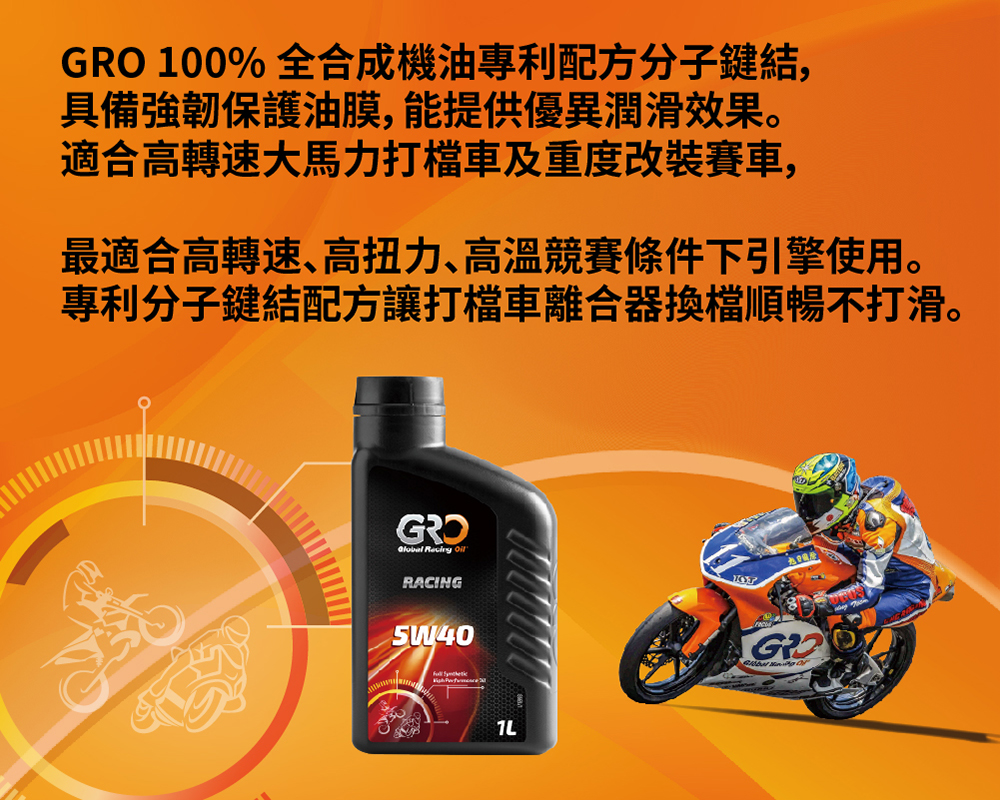 【車百購】GRO RACING 4T 5W40 10W30 10W50 全合成競技機車機油 重型機車 | 蝦皮購物
