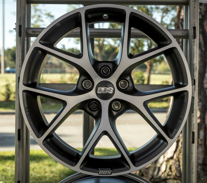 BBS SR 19x8.5 5x108 ET45 Satin Black Diamond Cut Face Wheel -70mm PFS/Clip Required