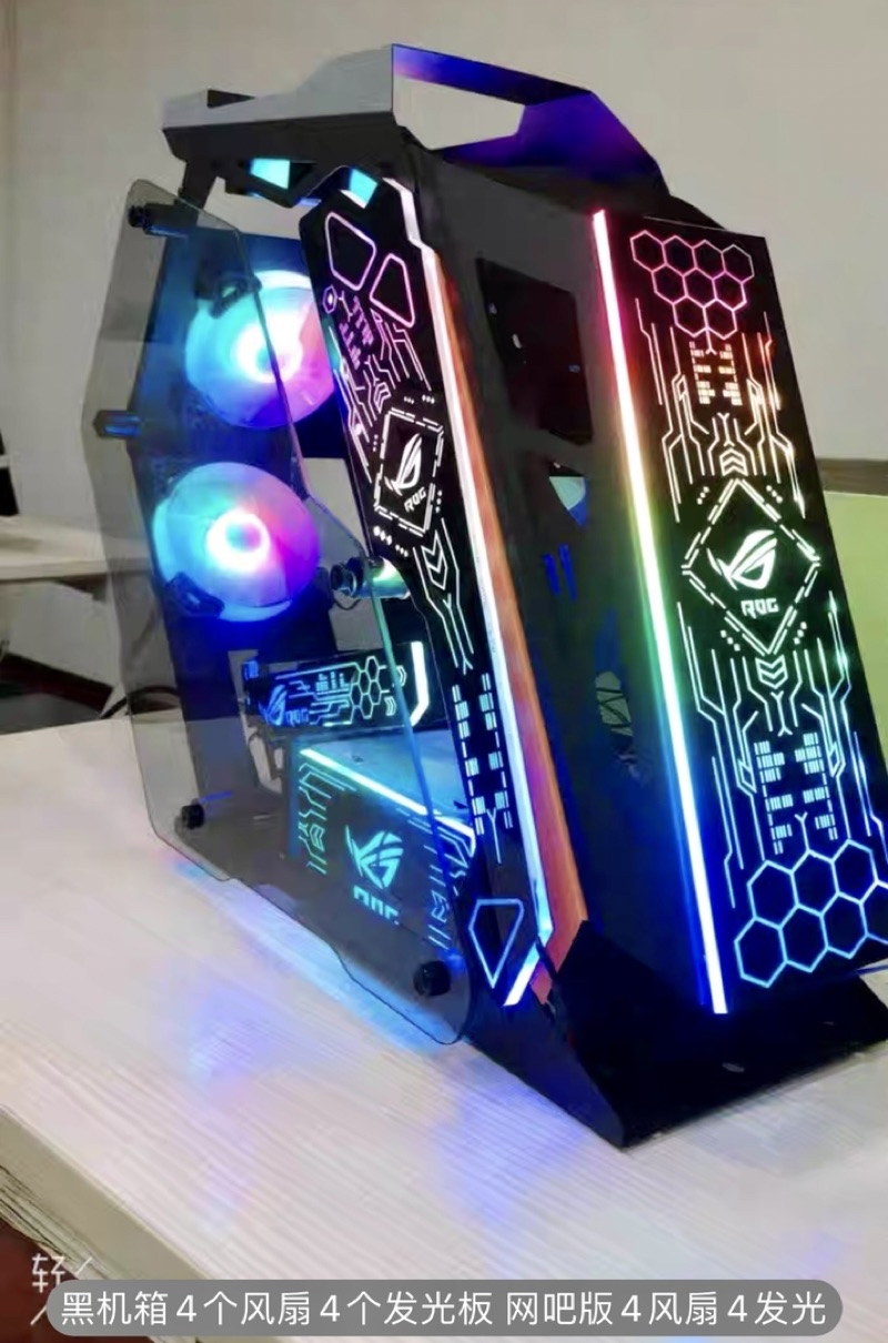 ROG 電競主機殼 直播黑色小四御用 小咖機箱 4+4 （風扇燈版） | 蝦皮購物