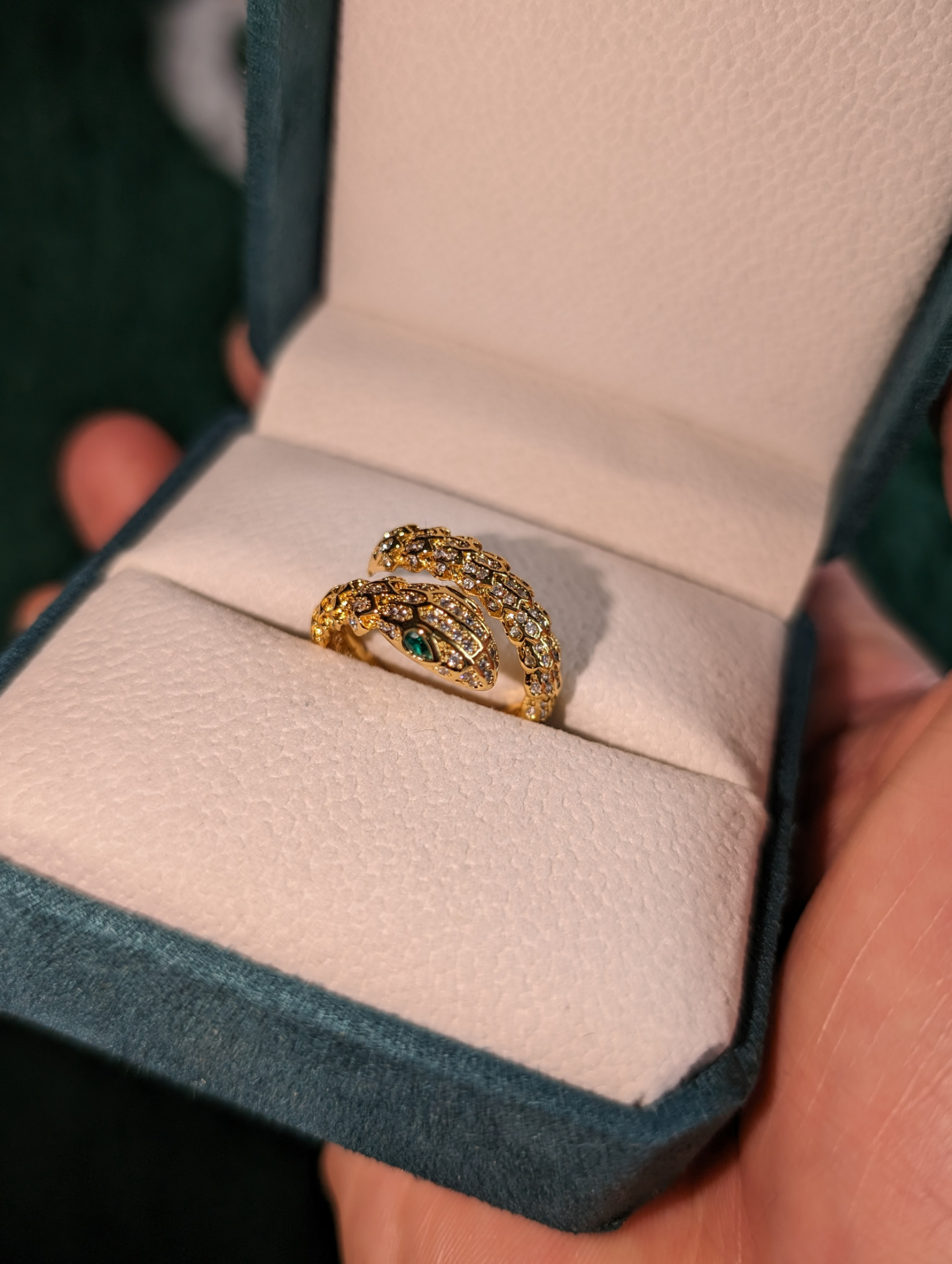 Almighty ALM 國外定制 Serpent Bangle and Ring Set 蛇形滿鑽K金手鐲戒指組 | 蝦皮購物