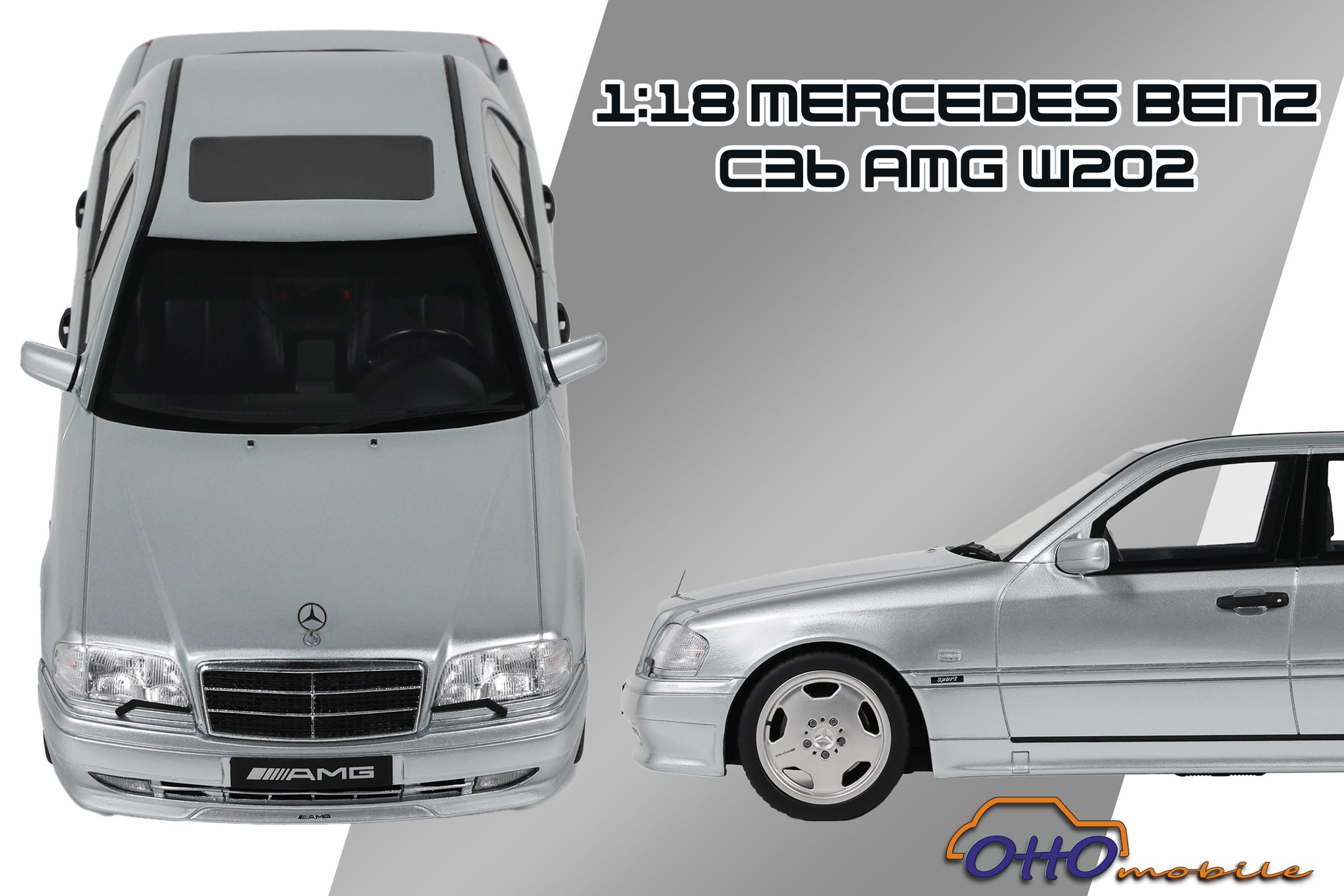 模例】Otto 1/18 Mercedes-Benz C36 AMG W202 銀色(OT443 模例】Otto 1/18 Mercedes-Benz C36 AMG W202 銀色(OT443