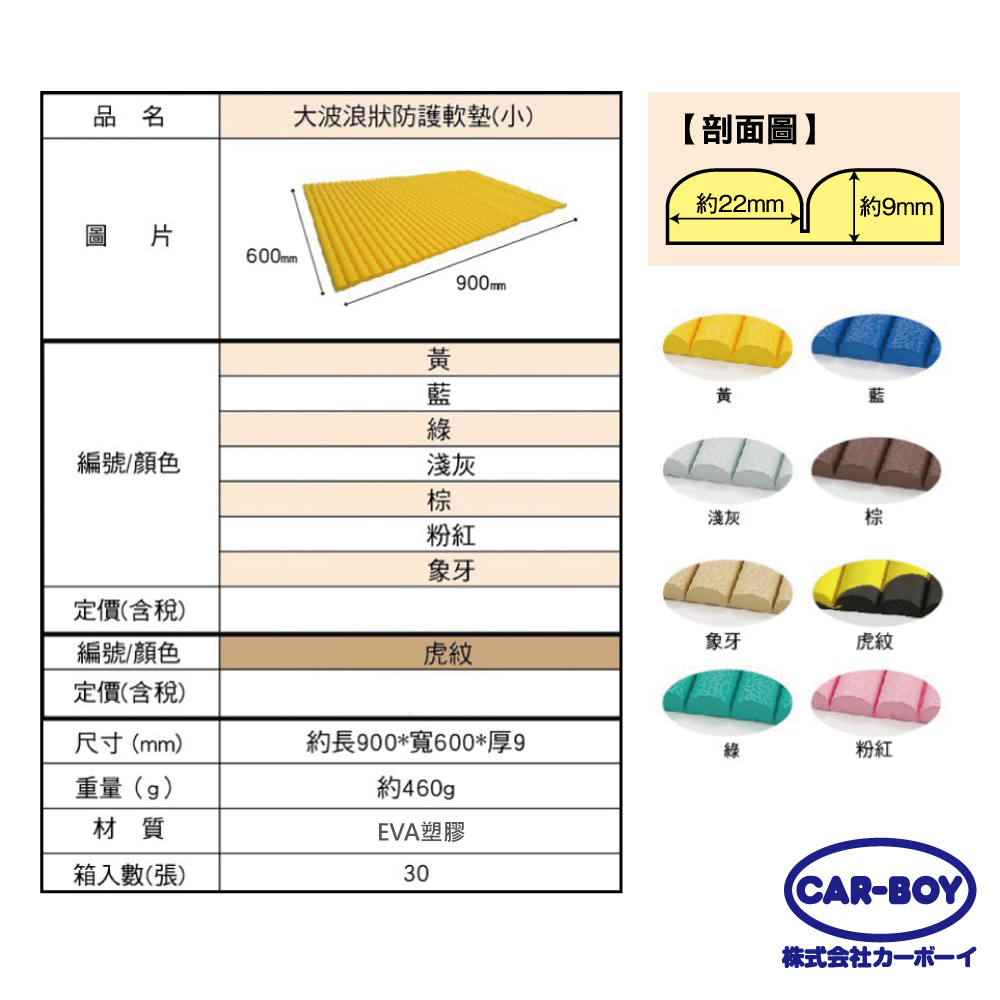 【官方直營】日本CAR-BOY-大波浪狀防護軟墊(小)(多色可選)(樂齡/防撞/工安)-快速出貨 | 蝦皮購物