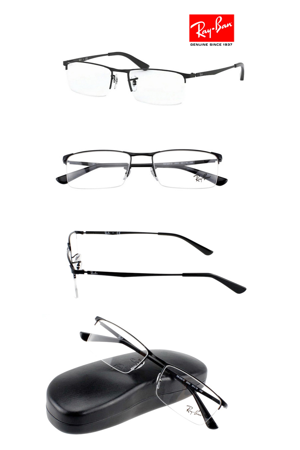 【原廠公司貨】RayBan 雷朋 簡約斯文金屬半框設計光學眼鏡 RB6281D 2503 黑 | 蝦皮購物