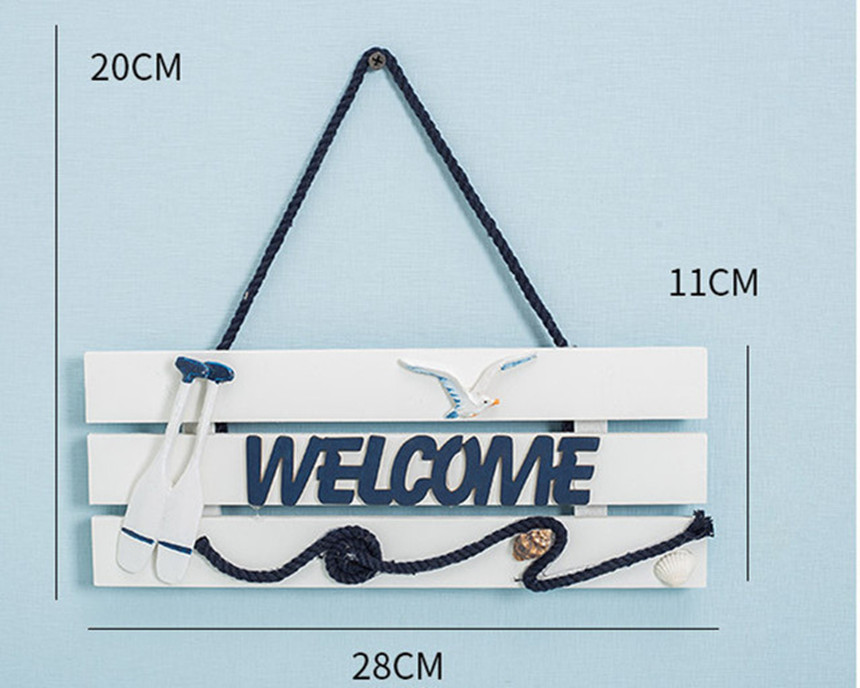 木質WELCOME牌 歡迎光臨吊牌 舵手魚骨船槳歡迎掛牌 地中海做舊風格歡迎牌 海洋裝飾 地中海風格 海洋風 | 蝦皮購物