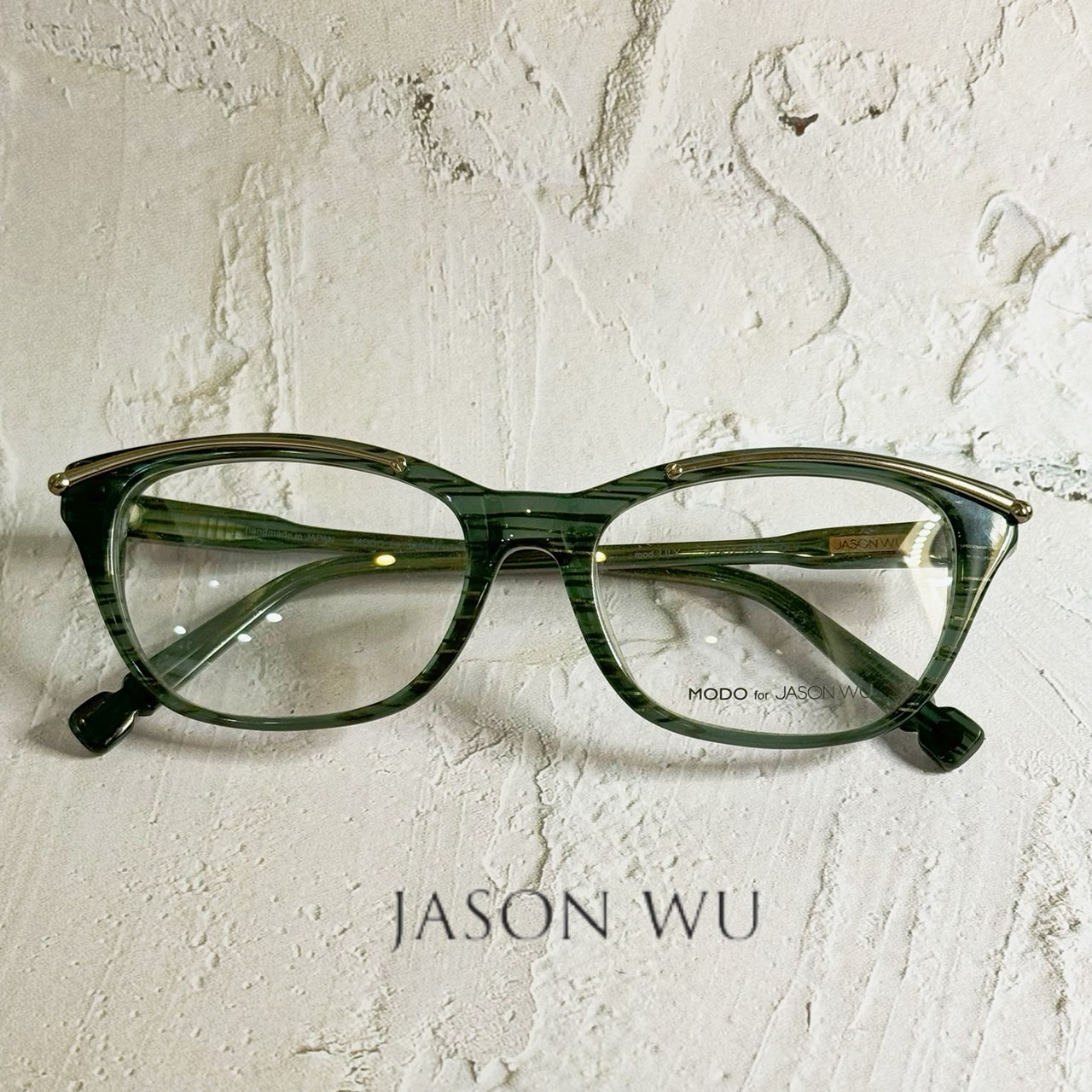 【MODO x JASON WU】吳季剛品牌｜墨綠色透明紋理｜貓眼鏡框｜日本框｜出清｜醋酸纖維 | 蝦皮購物